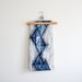 vintage french fabric with abstract geometric print in navy, sky blue, teal and black
