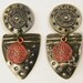 Red Black Earrings, Upcycled Jewelry, Urban Earrings, Eclectic Ethnic Tribal Post Jewelry