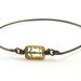 Aqua Bead Bracelet, Stacking Bangle Bracelet, Wire Bangle, Brass Focal Bead Rustic Stacking Bangle