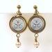 Blue Clip Earrings - Butterfly Vintage Brooch Pearl Dangle Clip on Screw Back Earrings