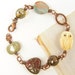 Owl Bracelet - Chunky Bead Bird Woodland Copper Link Ivory Red Rust Aqua Chain Link Jewelry