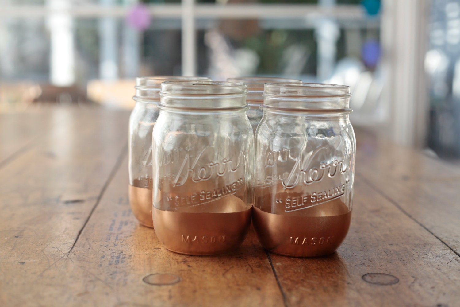 Gold Painted Mason Jars