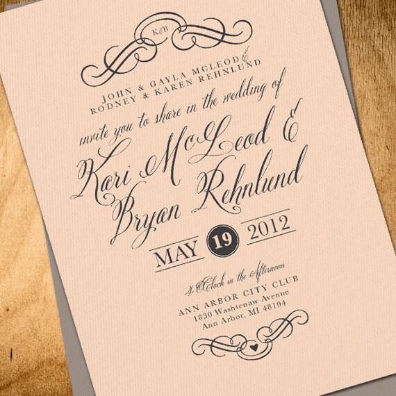 Elegant Wedding Invitation by kxodesign on Etsy