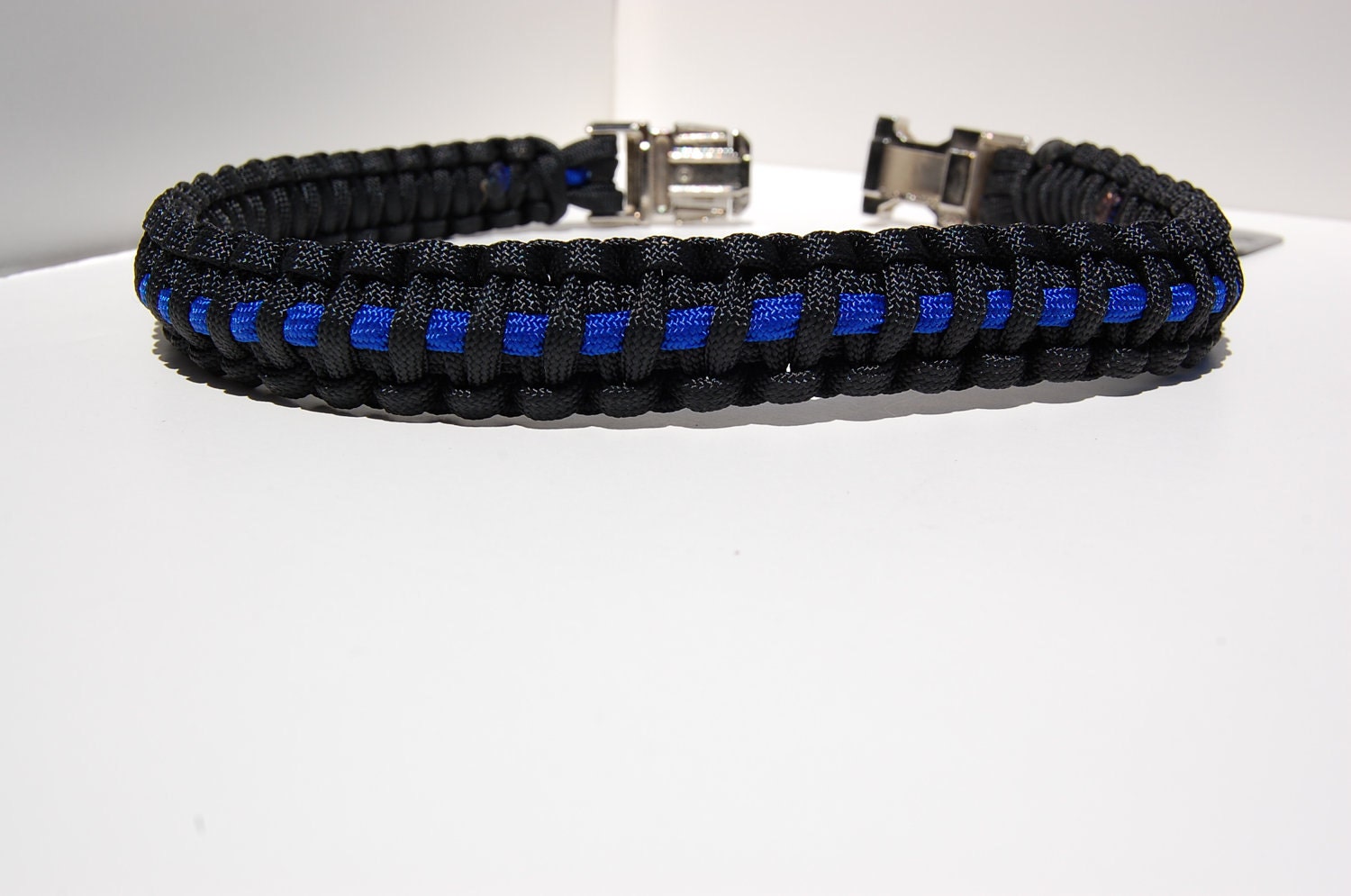 550 Paracord Dog Collar Thin Blue Line Theme by FurrociousFashions