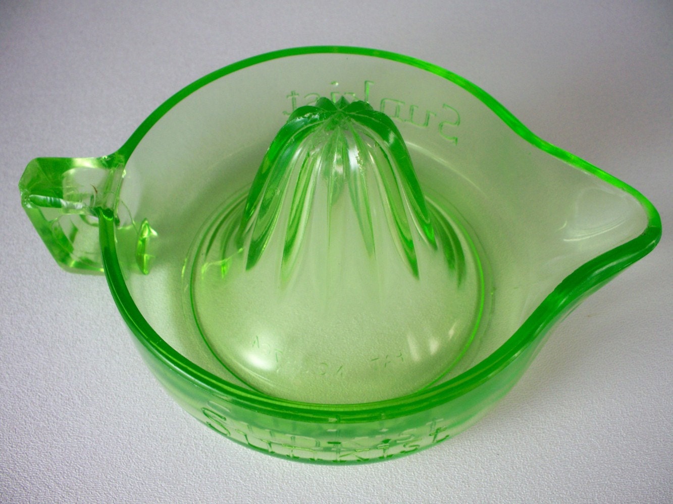 Vintage Rare Sunkist Green Glass Juicer or Reamer