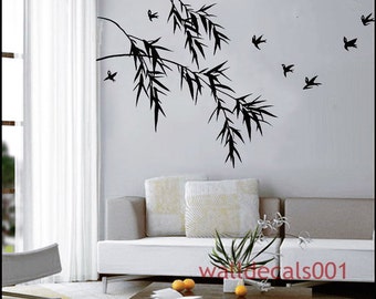 Bamboo Wall Decals Wall Stickers Kids decal -bamboo with birds