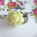 Ivory Rose Ring Cream Pale Yellow White Flower Ring Champagne Floral Ring Vintage Style Antique Filigree Ring
