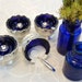 Vintage Raimond Cobalt Blue Salt Cellars and 2 Cobalt Blue Bottles