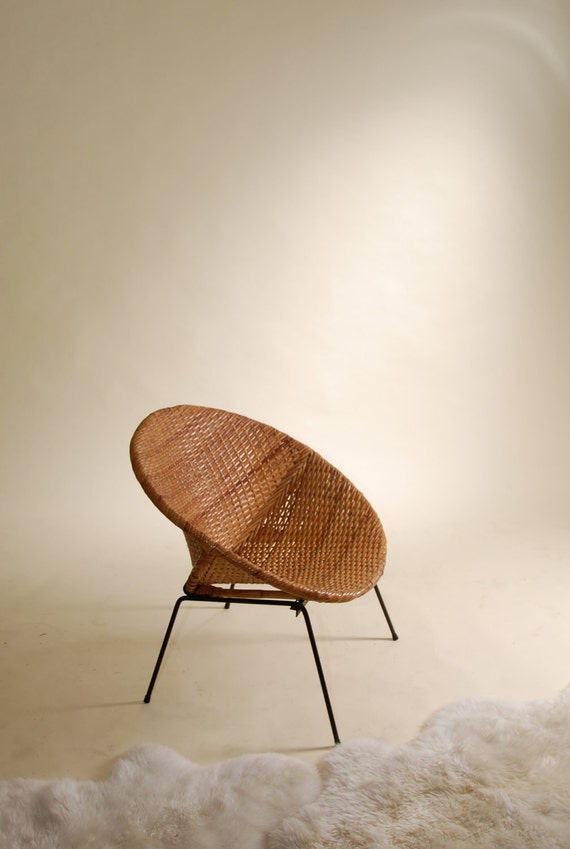 Mid Century Modern Wicker Side Chair