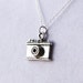 Camera Necklace- Photography Charm- Vintage Style Jewelry- Christmas Holiday Sale- 925 Sterling Silver Chain- FREE WORLDWIDE SHIPPING