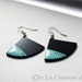 one of a kind recycled vinyl record jewelry. black and light aqua earrings. recycled jewelry. small earrings. funky earrings