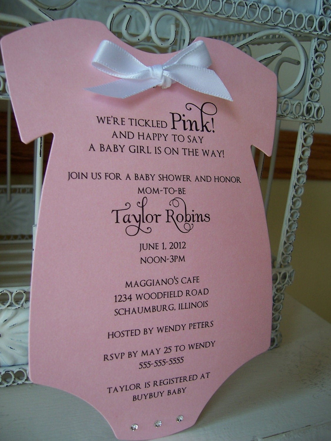 Think Pink Baby Shower Invitation Custom Order for Shiloh