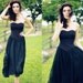 Vintage 1980s Black Strapless Heart Neckline Chiffon Dress