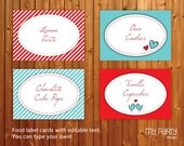 Valentine's Day Love Birds Party PRINTABLE & EDITABLE Food Labels / Place Cards, red blue, by MyPartyDesign - Instant Download Il_170x135