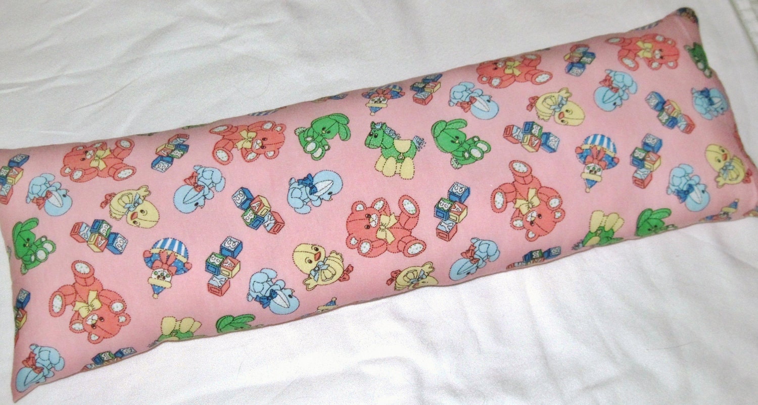 SALE Body Pillow Toddler Child Kids Pink Bunnies Blocks