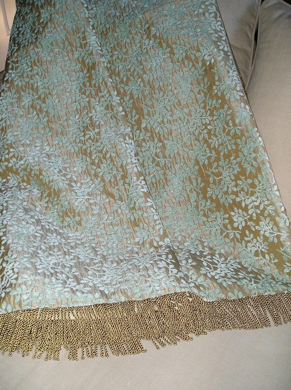 Throw Blanket in Turquoise and Gold One of a Kind by AlexsAttic