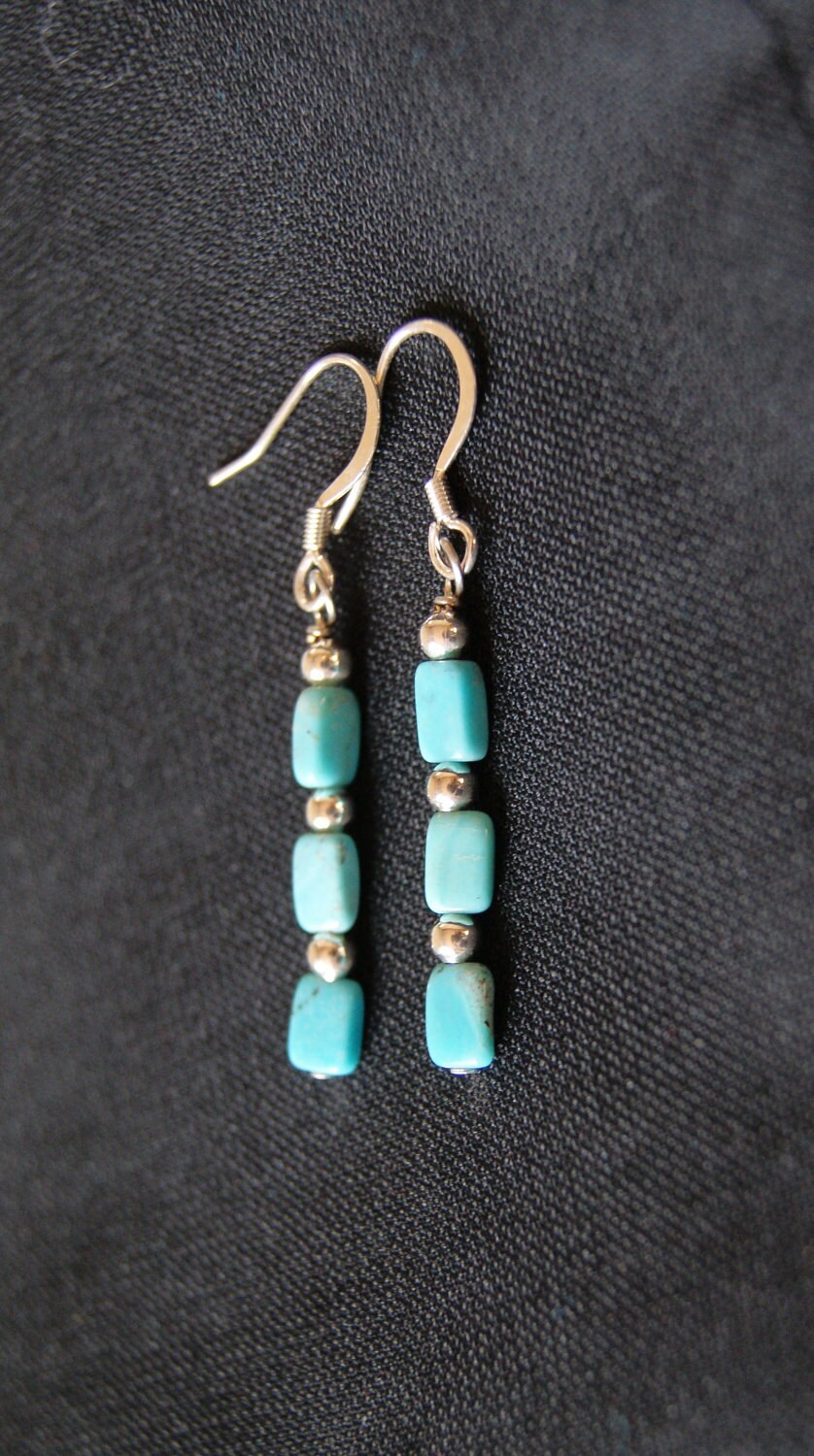 Sleeping Beauty Turquoise Dangle Earrings by DeerSpringsCreations