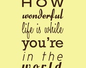 Items similar to How Wonderful Life Is: Elton John lyrics print on Etsy