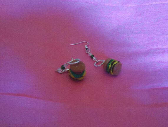 Double cheese burger earrings