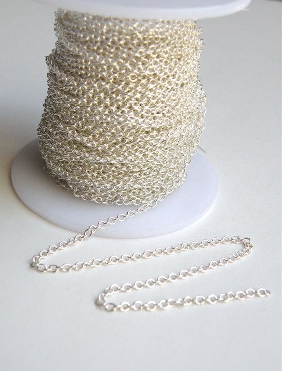 Fine cable chain silver finish steel 2.2 x 2.5mm links 5 Feet