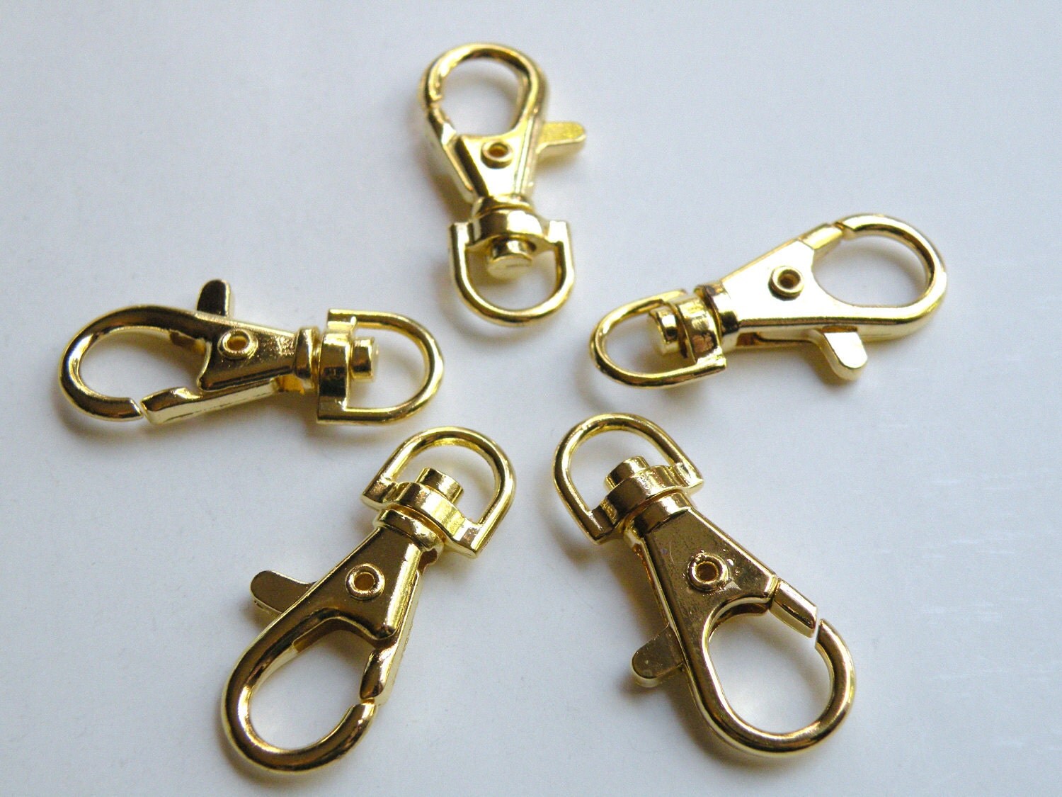 10 Swivel lobster claw clasps self closing snap hook gold