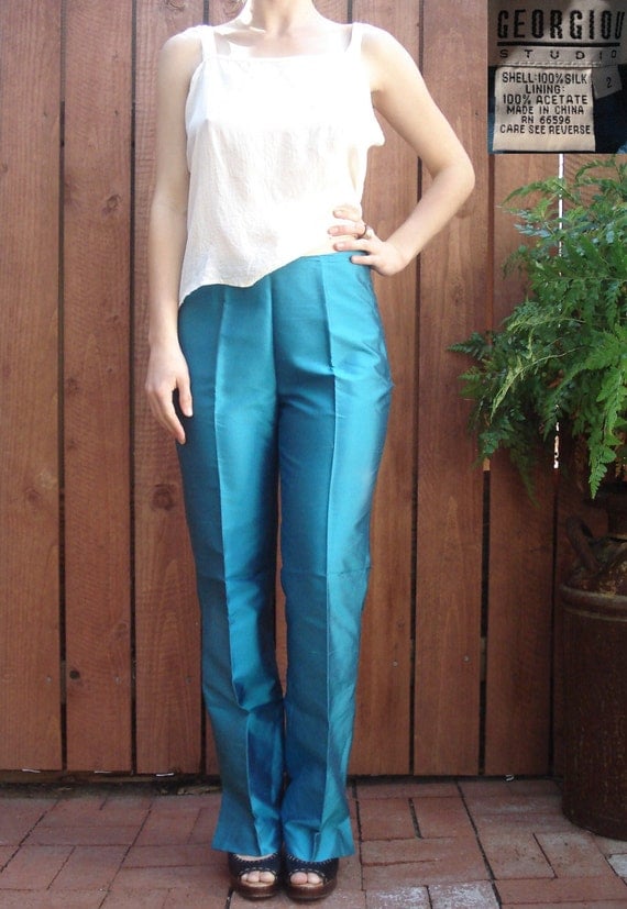 teal blue trousers