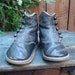 RESERVED PATTI: 1920s Pussyfoot Baby Shoes / Leather Booties / Black & Gray Button-Up