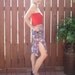 1990s Geisha Print Body Con Wiggle Skirt w High Side Slits / Women's Size XS-Small