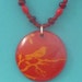 Red with Orange Bird Pendant Necklace and Earring Set