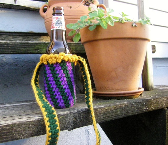 mardi gras bottle koozie