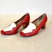 Womens Shoes Size 6 7 / Chunky Red Patent Leather Spectator Pumps