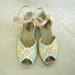 Hipster Wedge Sandals Size 7 / Pastel Blue Pink Yellow White 70s 80s
