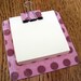 sticky note holder mini-clip board, magnetic memo holder- pink with brown polka dots