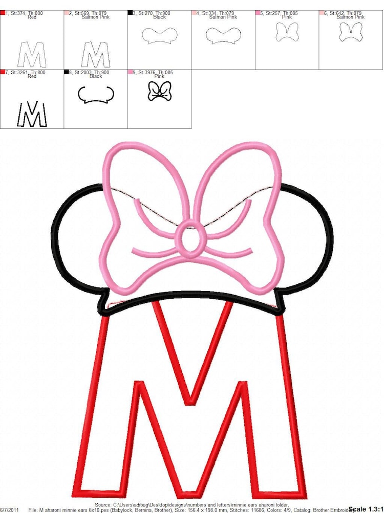 Letters With Minnie Mouse Ears Applique By Bowsandclothesdesign