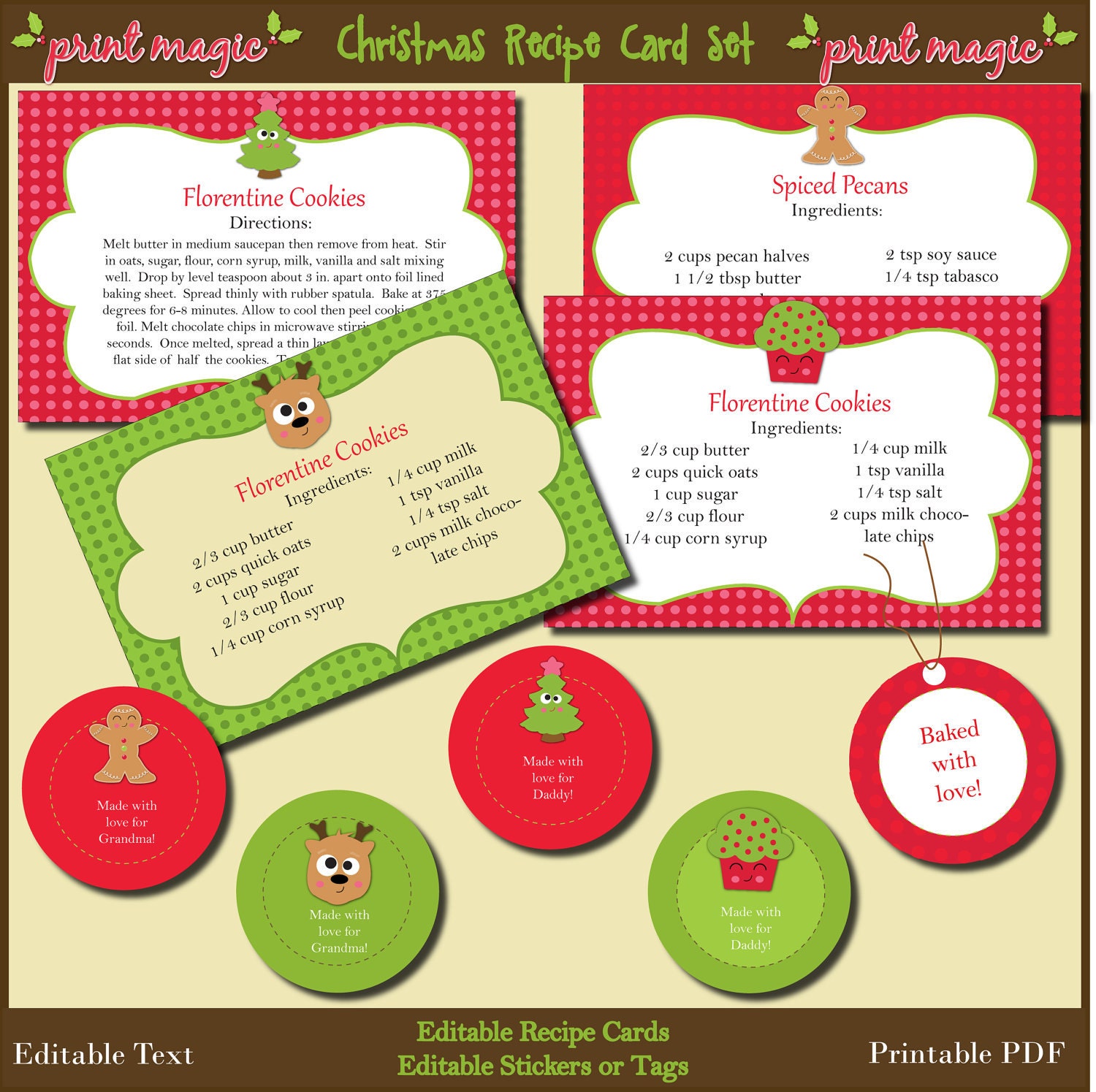 Christmas Baking Kit Printable Recipe Cards And Gift By Printmagic
