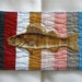 Recycled Bits Quilted Postcard--"Striped Tan Fish:3"