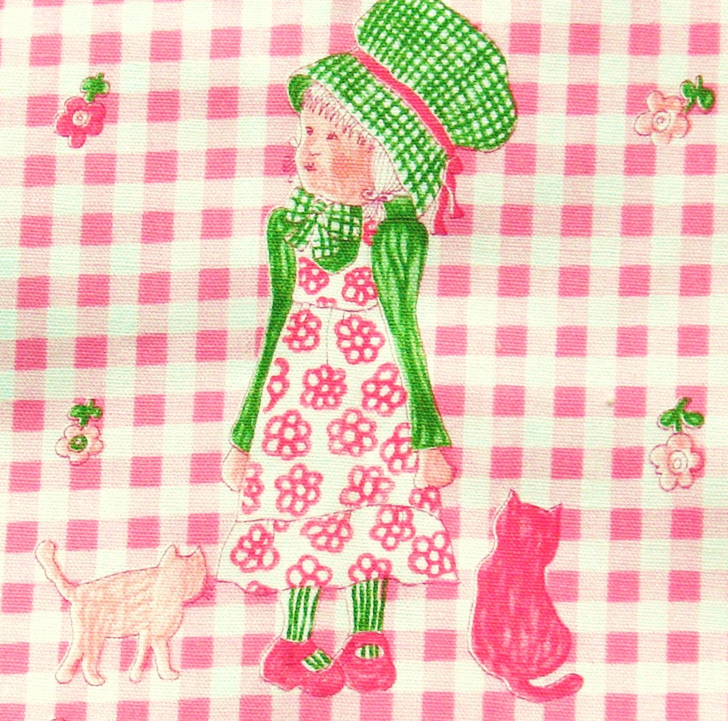 Cute Vintage Fabric Holly Hobbie Print In Pink And