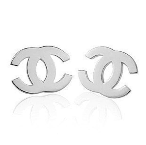 Items similar to 925 sterling silver chanel logo earrings on Etsy