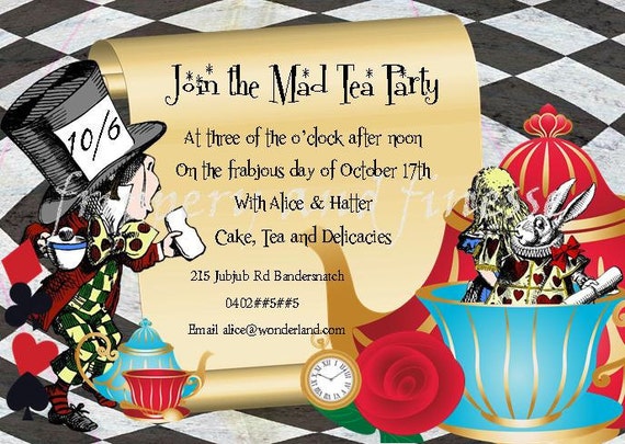 Mad Hatter Birthday Party Invitations 4