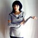 Grey sweatshirt sweater - fleece top grey sweater jumper top womens tshirt