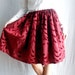 Red full circle skirt in taffeta with velvet print - One size - One of a kind