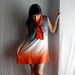 Sailor tunic dress in orange,white and grey Ombrè fabric - One of a kind - vintage inspired