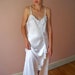 Vintage Lingerie Bridal White Satin 1980's X Cross Back 3/4 Gown Size Medium - Nights in White Satin - VL9