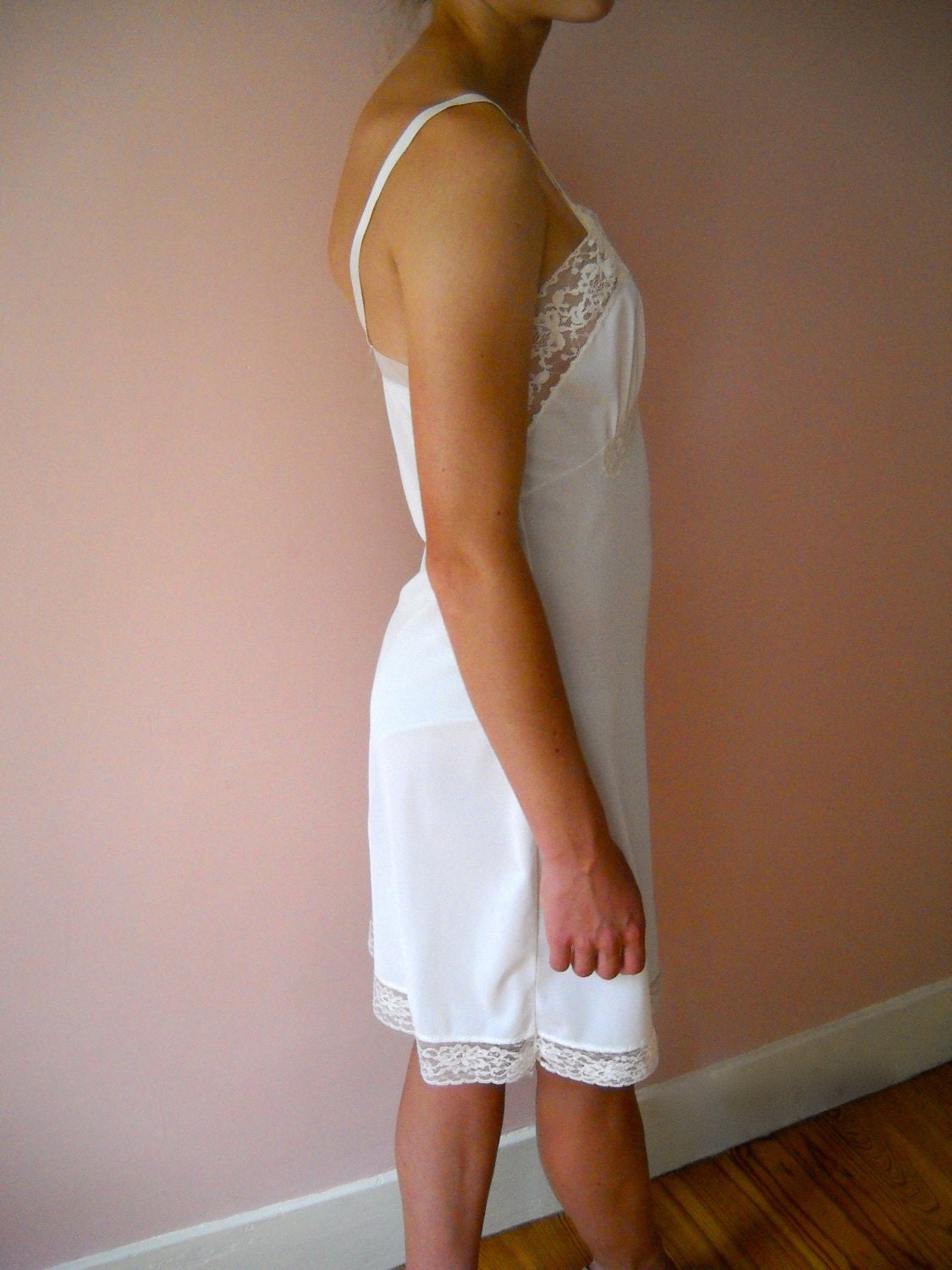 1960's Vintage Top Form Lingerie Ivory Full Slip Dress