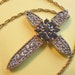 30% SALE-Rare Tanzanite & Iolite Vintage Twotone Cross Gold and Silver Collectors Cross with Neck Chain