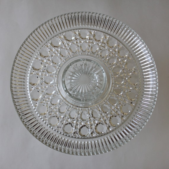 Cake Stand Cut Glass Cake Plate Plastic Cover Birthday Shabby