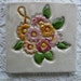 Handmade Ceramic Tile - Wood Block Flower Design