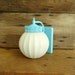 Vintage Light Fixture Blue Glass Frosted White Globe Sconce Retro Aqua Turquoise Upcycled Painted