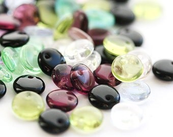 Czech beads, mix glass spacers - black, clear, yellow, purple beads - 6mm - 50Pc - 0268