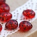 Czech Glass Beads - Ladybugs - 9x7mm - berry red transparent black dots small - 12PC